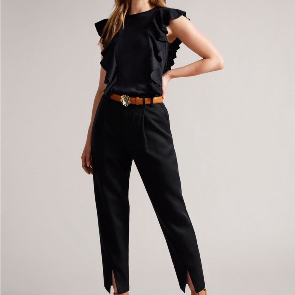 Ted Baker Kathley Black Ruffle Sleeve Top